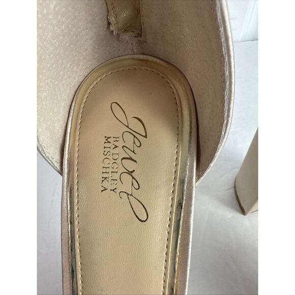 Jewel Badgley Mischka Louise Peep-Toe Block Heel Champagne Size 11 Wedding Party - Picture 9 of 14